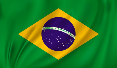 3D Waving Flag of brazil. Vector illustration