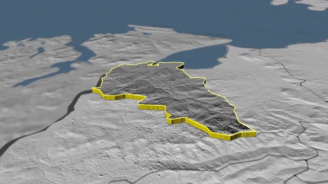 Derry - United Kingdom Northern Ireland, region extruded. Bumps