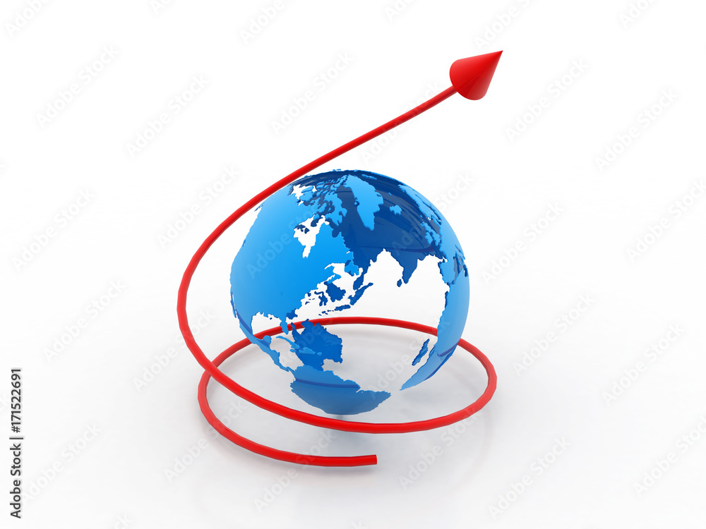 Poster globe with arrow. 3d render