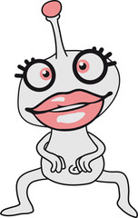 girl frau weiblich hübsch schön mädchen comic cartoon süß niedlich klein horror halloween grusel ausserirdischer grey cool aliens Ufo