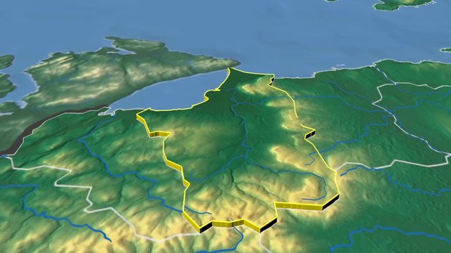 Limavady - United Kingdom Northern Ireland, region extruded. Bumps shaded