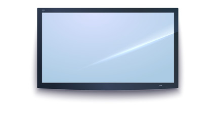 Smart TV icon, dark TV screen, LED TV hanging, isolated on the white background. Widescreen monitor, template, mock-up. 3D illustration