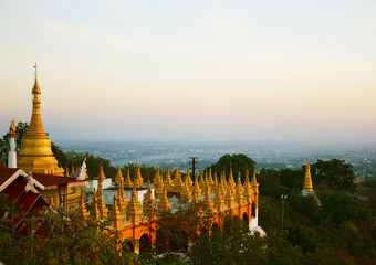 Sunset at the temple on Mandalay hill, Myanmar