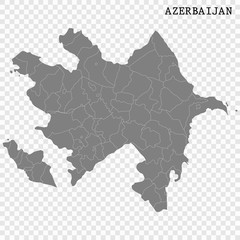 High quality map of Azerbaijan with borders of the regions