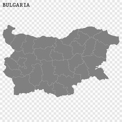 High quality map of Bulgaria with borders of the regions