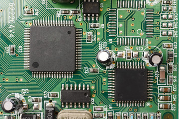 Computer circuit board, electronic technology background.