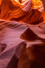 Beautiful abstract red sandstone formations in the Antelope Canyon, Arizona