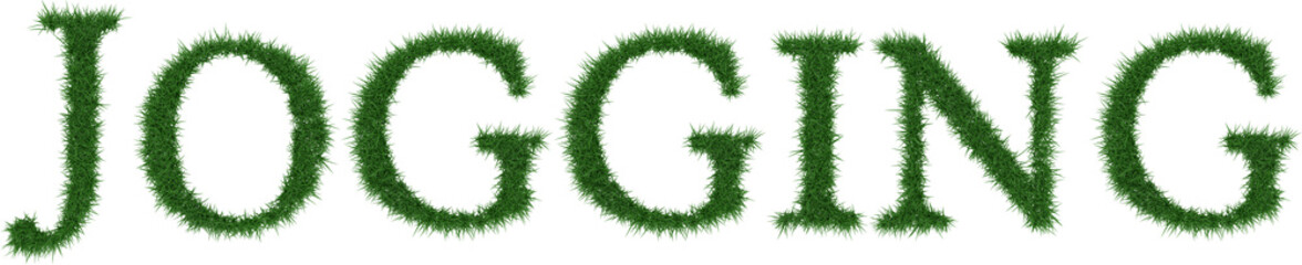 Jogging - 3D rendering fresh Grass letters isolated on whhite background.