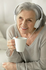 senior woman drinking tea