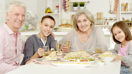 Brother and sister having breakfast