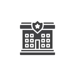 Police station icon vector, filled flat sign, solid pictogram isolated on white. Symbol, logo illustration.