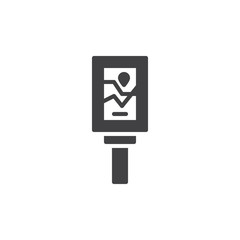 Road sign map icon vector, filled flat sign, solid pictogram isolated on white. Symbol, logo illustration.