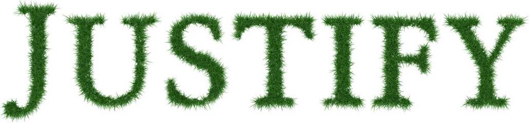 Justify - 3D rendering fresh Grass letters isolated on whhite background.