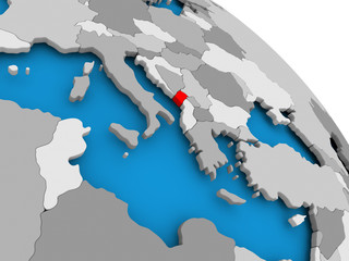 Fototapeta premium Montenegro in red on map
