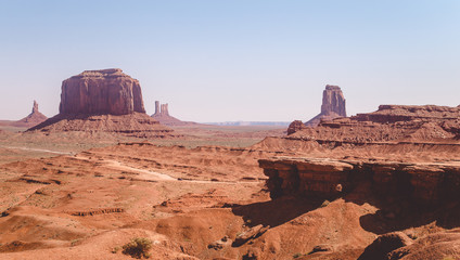Fototapeta na wymiar Picturesque ancient rocks in the Valley of Monuments. The Land of Navajo