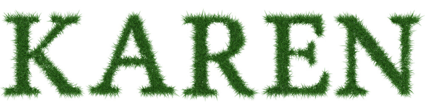 Karen - 3D rendering fresh Grass letters isolated on whhite background.