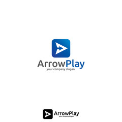 arrow and play logo concept for video, audio, player, or application.