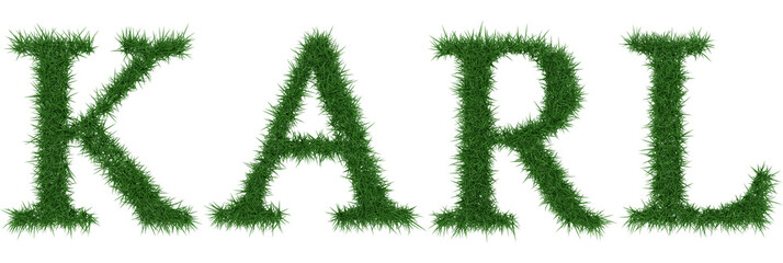 Karl - 3D rendering fresh Grass letters isolated on whhite background.