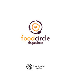 egg and spoon, fork, knife circle logo concept for meal product, app, or food web blog.