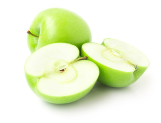 Green apple on white background, fruit healthy concept