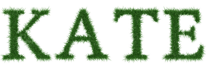 Kate - 3D rendering fresh Grass letters isolated on whhite background.
