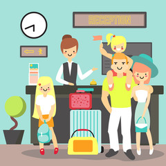 Hotel reception vector illustration in flat style