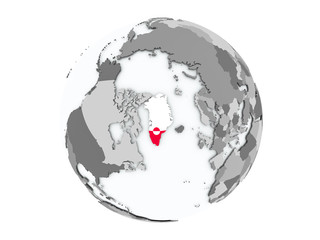 Greenland on globe isolated