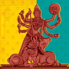 Fototapeta na wymiar Indian Goddess Durga sculpture for Durga Puja holiday festival of India in Dussehra Vijayadashami Navratri