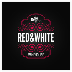 wine logo red and white label design background