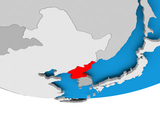 Obraz premium North Korea on globe