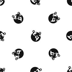 Fototapeta premium Globe and map pointers pattern seamless black