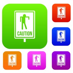 Zombie road sign set color collection