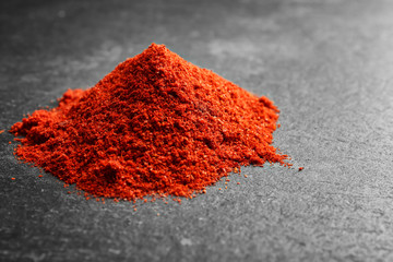 Pile of goji powder on grey background