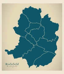 Modern City Map - Bielefeld city of Germany with boroughs DE