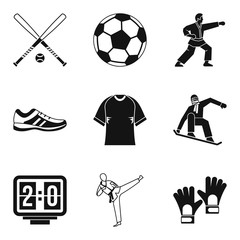 Sport protection icons set, simple style