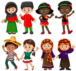 Boys and girls in traditional costumes