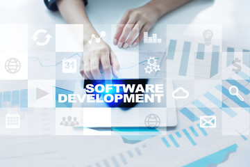 Fototapeta na wymiar Software development. Applications (APPS) for business. Programming.