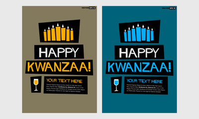 Happy Kwanzaa (Flat Style Vector Illustration Holiday Quote Poster Design)