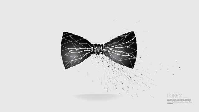 The particles line and dot of tuxedo bow tie