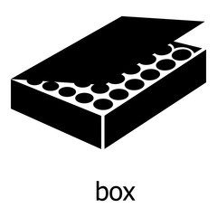 Box icon, simple black style