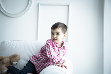 child in shirt, portrait