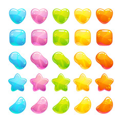 Cute glossy jelly candies set.