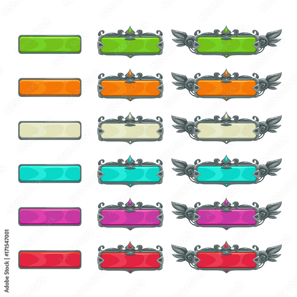 Wall mural colorful horizontal buttons for game or web design.