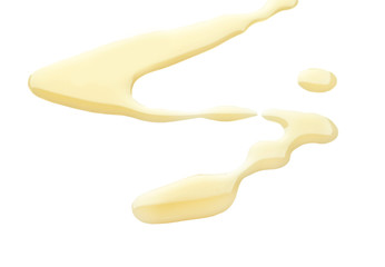 Spilled cooking oil on white background