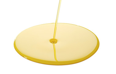 Spilling cooking oil on white background