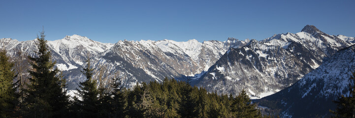 Bergpanorama, Allgäuer Alpen, Allgäu, Bayern, Deutschland, Europa