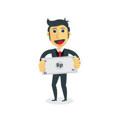 Manager cartoon character. Businessman with bill in his hand