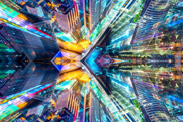 Creative graphic sci fi abstract modern city background.