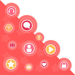 Social media template with icons.