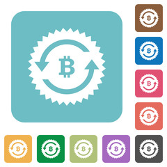 Bitcoin pay back guarantee sticker rounded square flat icons
